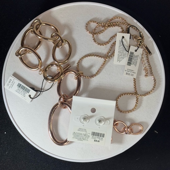 White House Black Market Rose Gold Earrings 2 inch approx - Picture 5 of 5